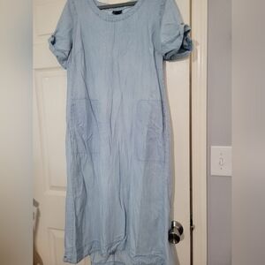 J. Jill Denim Womens Short Sleeve Button Cuff PocketsLagenlook Coastal Medium